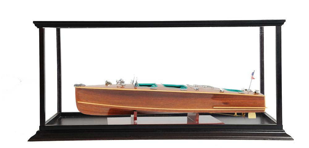 Picture of Old Modern Handicrafts B040A Chris Craft Triple Cockpit with Display Case - Natural Wood