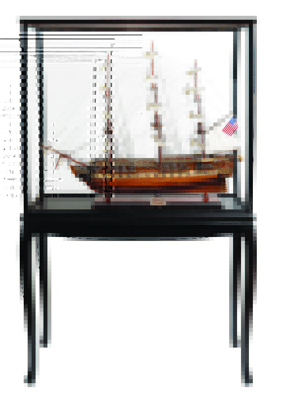 Picture of Old Modern Handicrafts T012B USS Constitution Large with Floor Display Case - Natural Wood