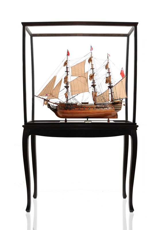 Picture of Old Modern Handicrafts T191B HMS Surprise Large with Floor Display Case - Natural Wood