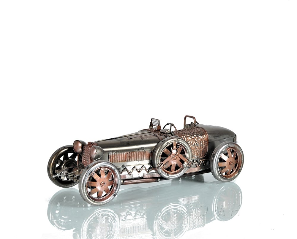 1924 Bugatti Type 35 Green Car Model - 14 x 5.25 x 4.25 in.