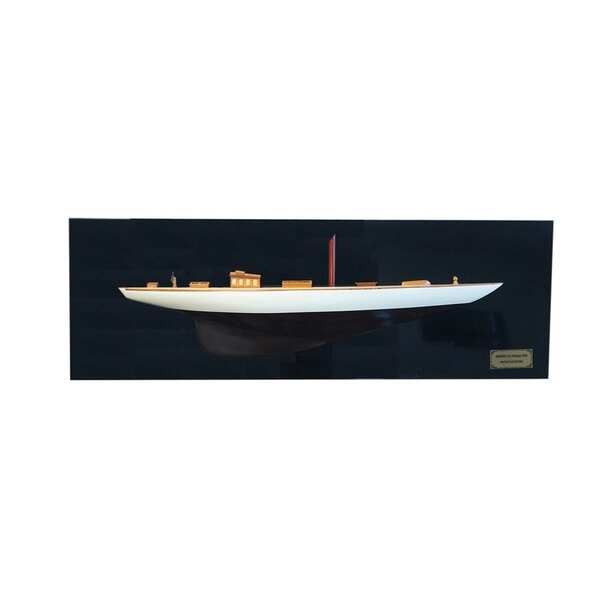 Picture of Old Modern Handicrafts H011 Shamrock Brown White Painted Half-Hull Model Boat Yacht Handmade