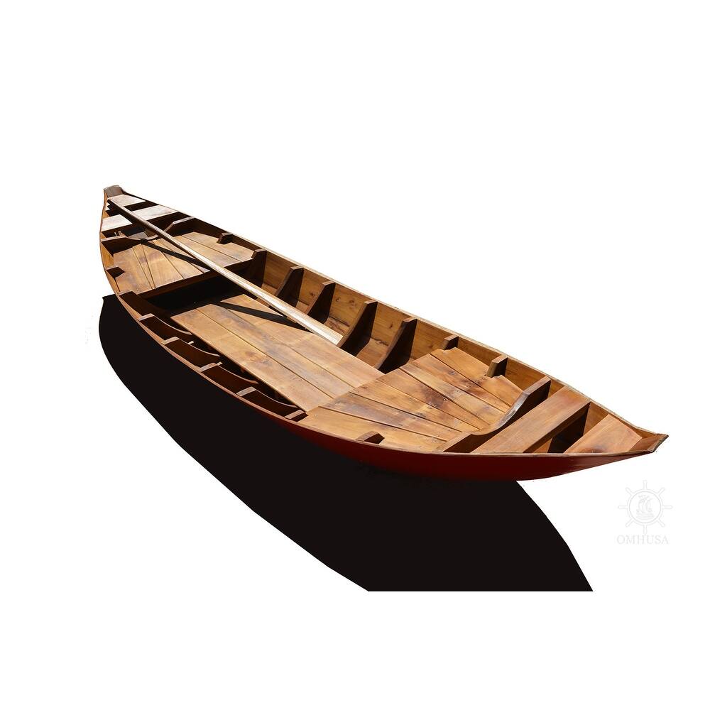 Picture of Old Modern Handicrafts K207R Bottom Thuyen Ba La Tam Ban Small South East Asia Sampan Boat&#44; Red