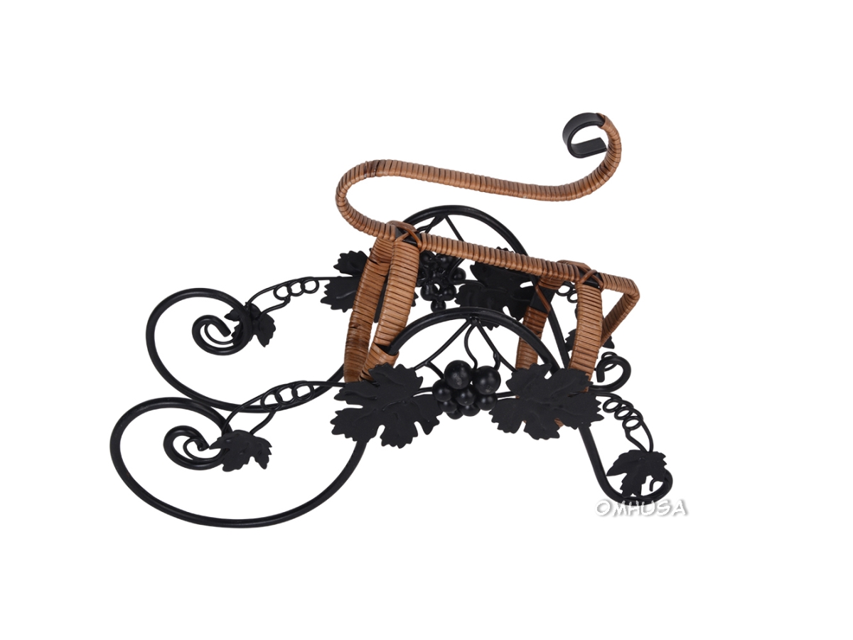 On the Vine Embellished Metal Carriage Wine Holder