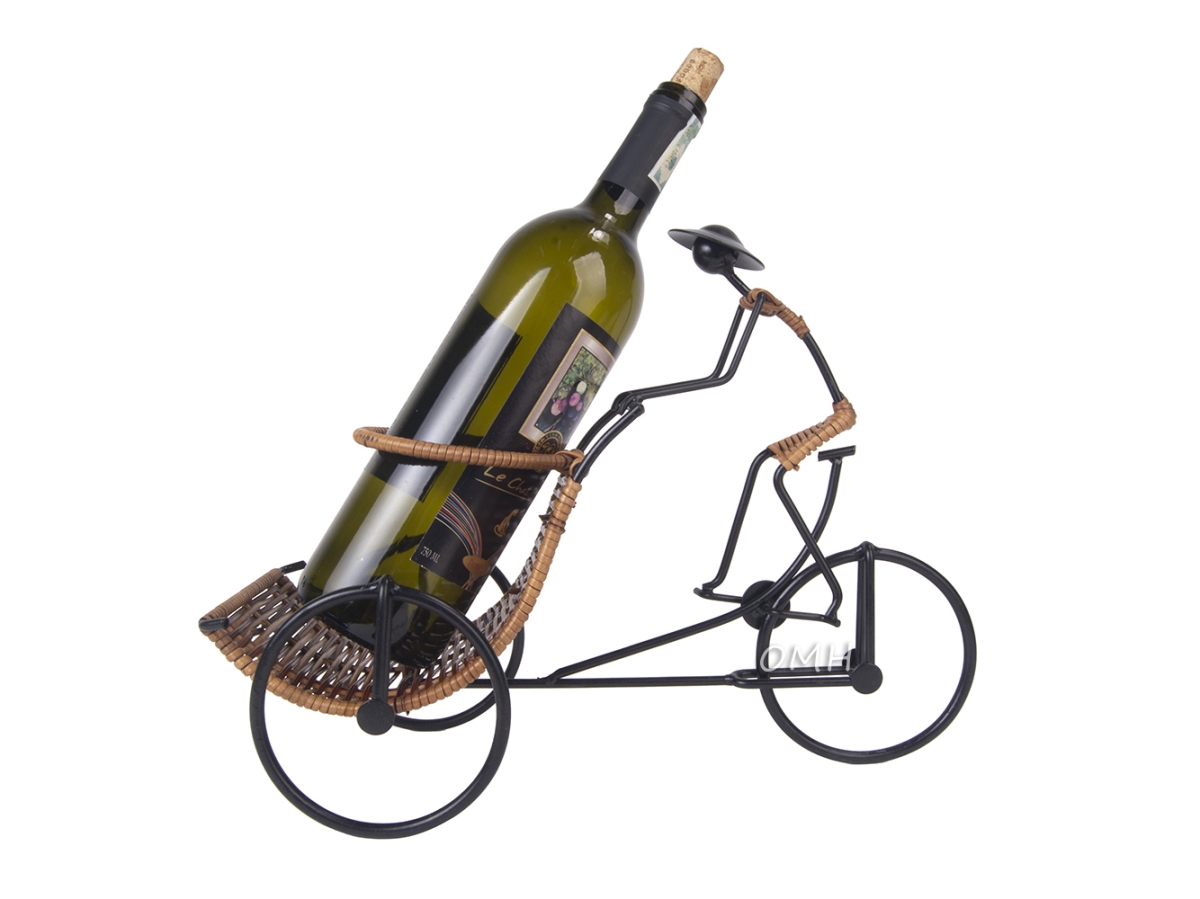 MS017 Asian Style Rickshaw Cyclist Wine Holder