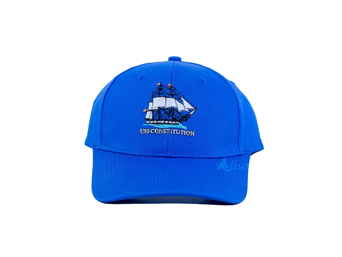 FA002 11 x 8 x 5 in. USS Constitution Embroidered Cap in Blue by Alison Nautical
