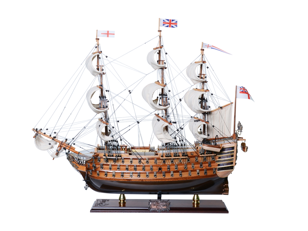 Picture of Old Modern Handicrafts T033L HMS Victory Limited Edition Full Crooked Sails Model Ship - 100 Count