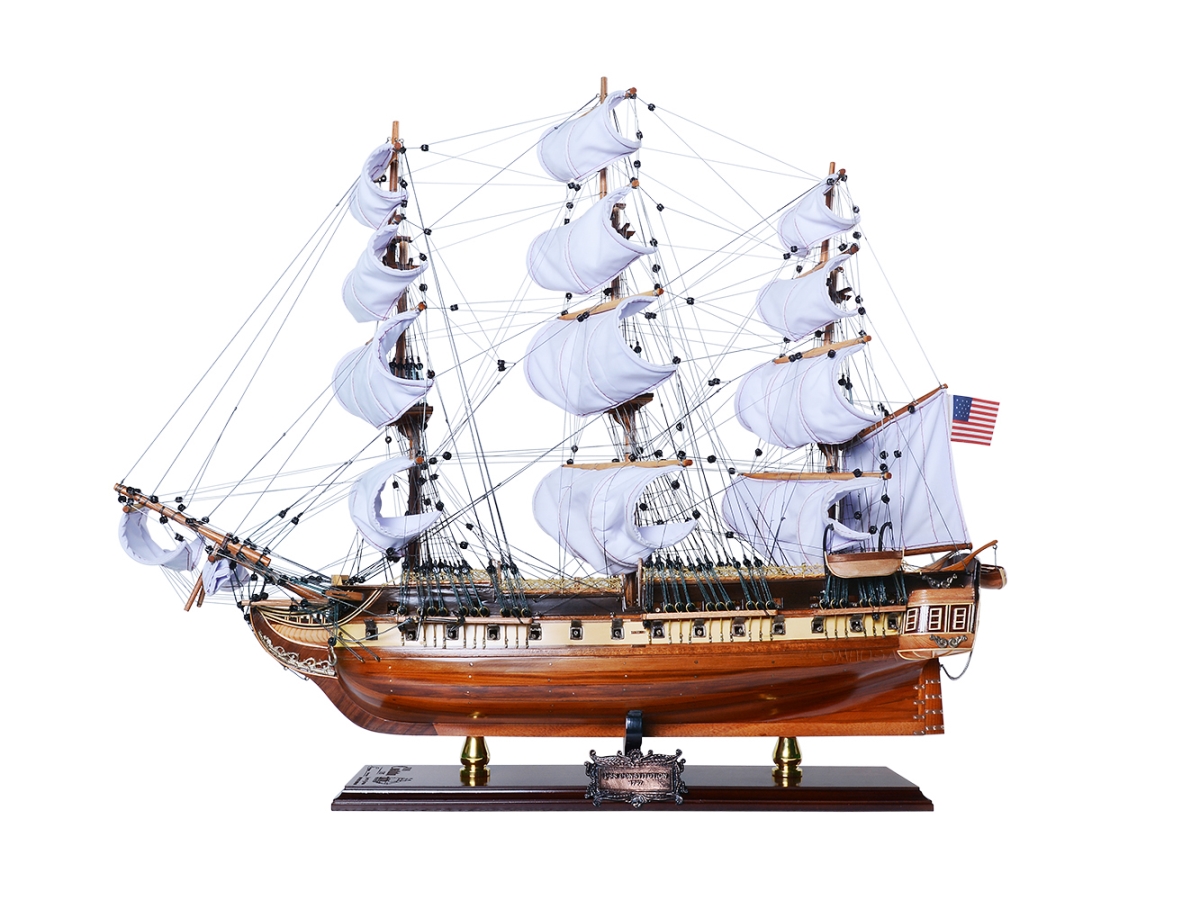 Picture of Old Modern Handicrafts T097L USS Constitution Limited Edition Full Crooked Sails Model Ship - 100 Count