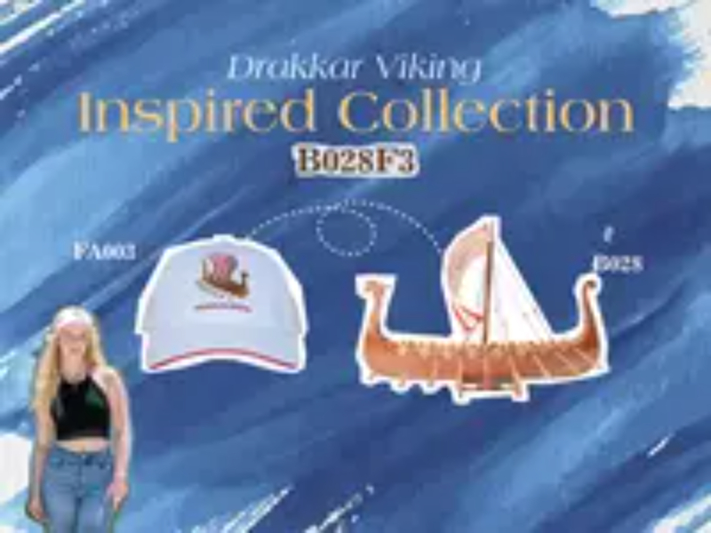 B028F3 Captivating Drakkar Viking Combo of Model Ship & Legendary Hat