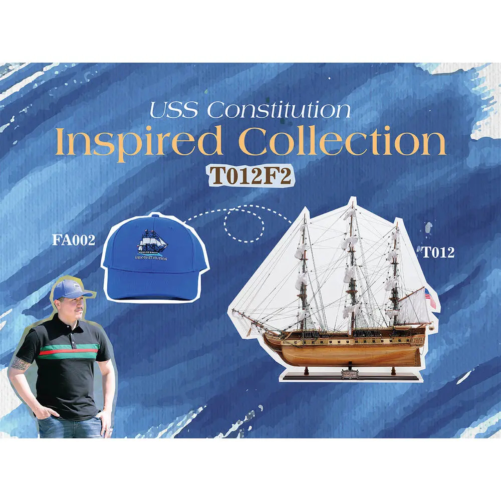 T012F2 Ultimate USS Constitution Combo of Model Ship & Classic Hat