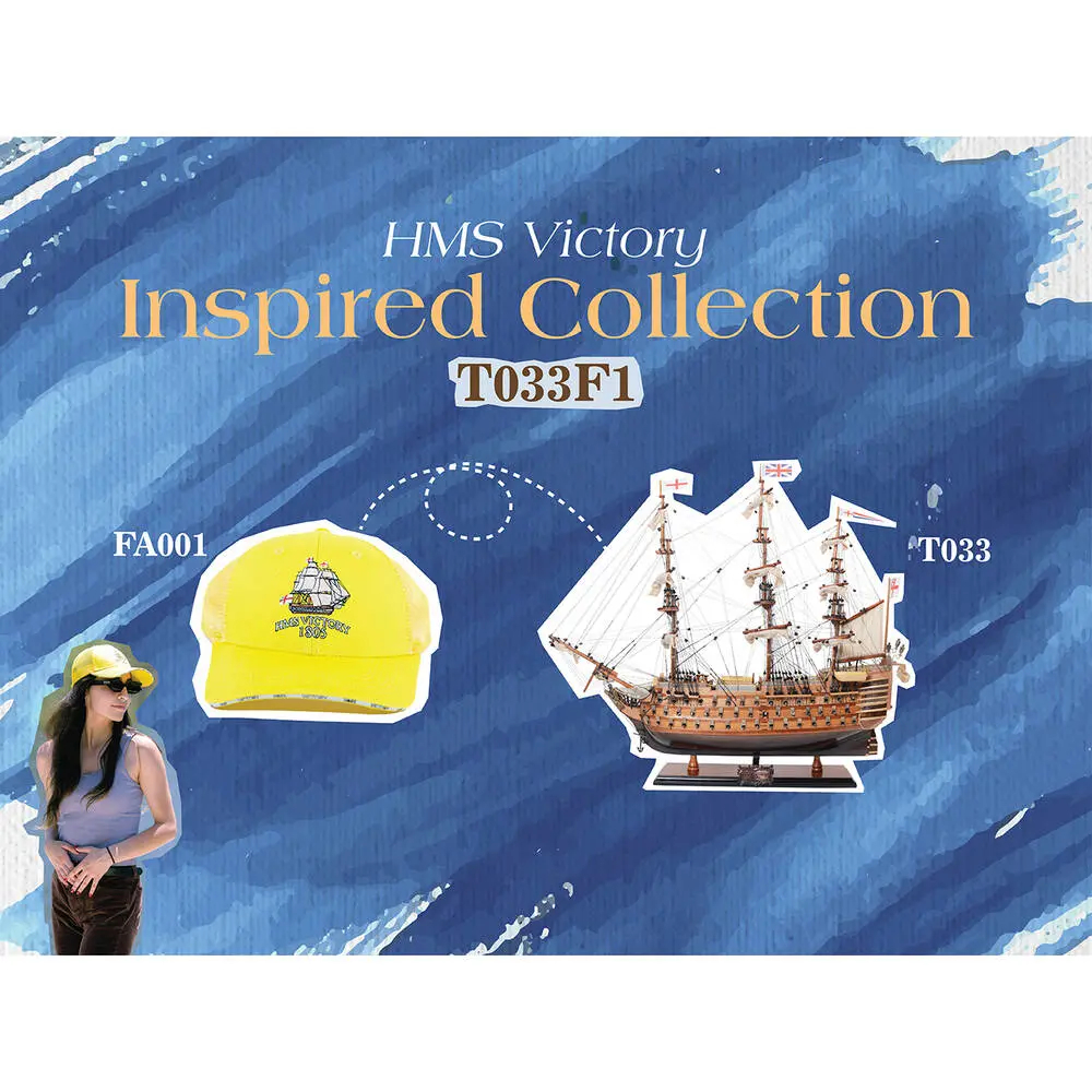 T033F1 27 in. Ultimate HMS Victory Combo of Model Ship & Classic Hat - Medium