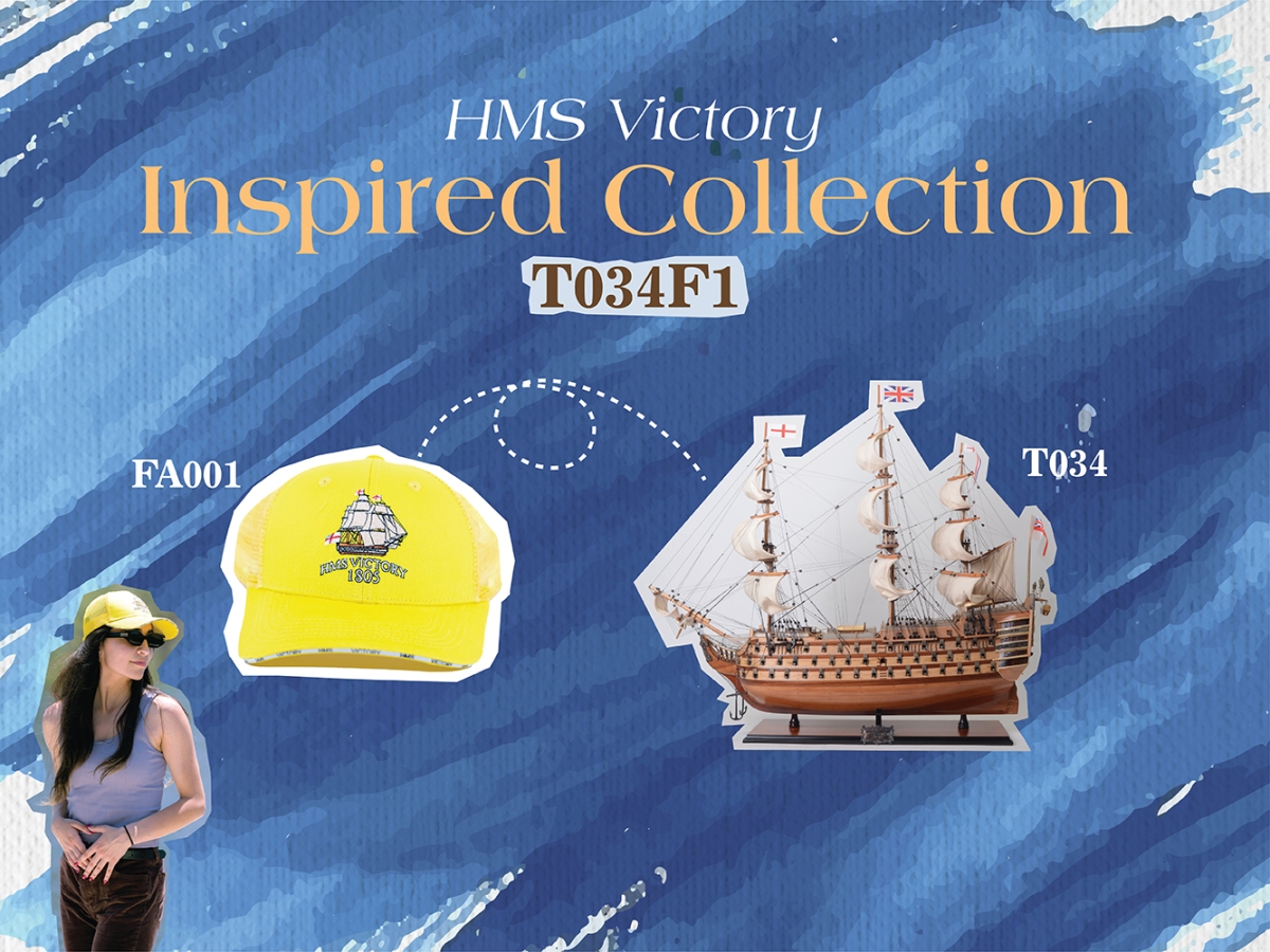 T034F1 36 in. Ultimate HMS Victory Combo of Model Ship & Classic Hat