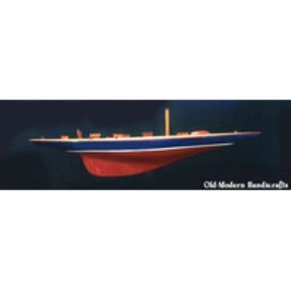 Y048 32 in. Shamrock Sailboat Schooner Yacht Model, Dark Blue & Brown - Medium