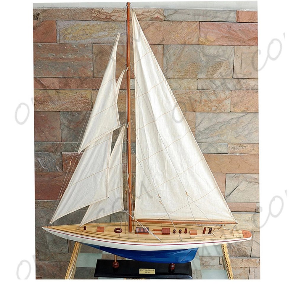 Y087 Schooner Yacht Model Enterprise Painted Sailboat - Extra Large