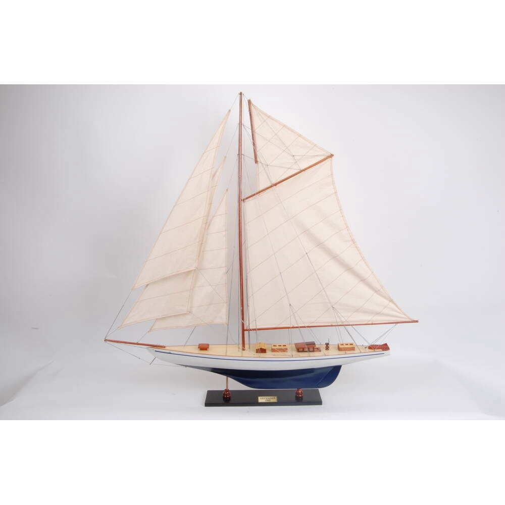 Y100 Defender Painted Large Sailboat with Schooner Yacht Model - 31 in.