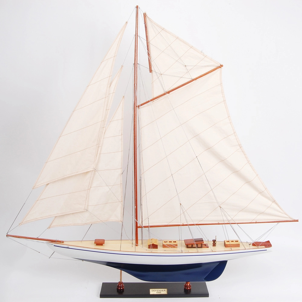 Y138 24 in. Defender Painted Sailboat Schooner Yacht Model - Medium