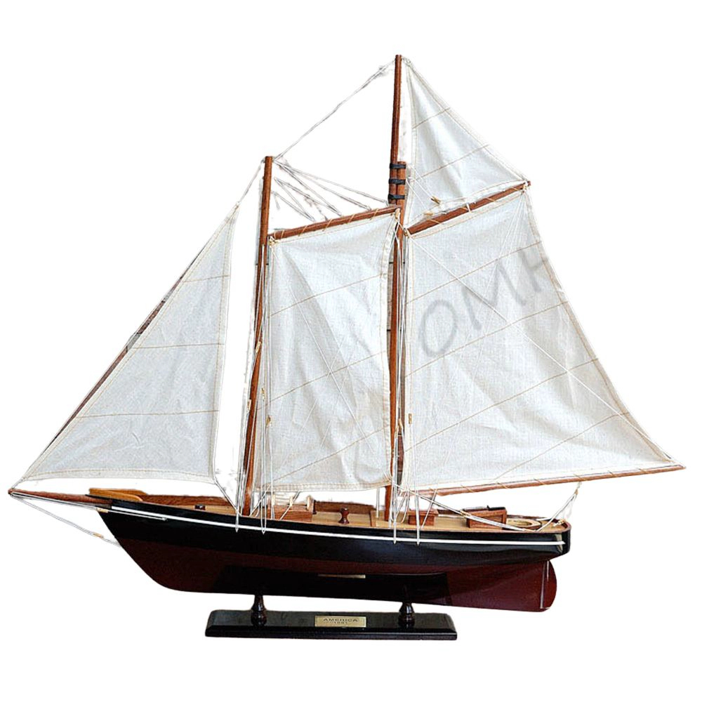 Y140 America Painted Sailboat Schooner Yacht Model - Medium