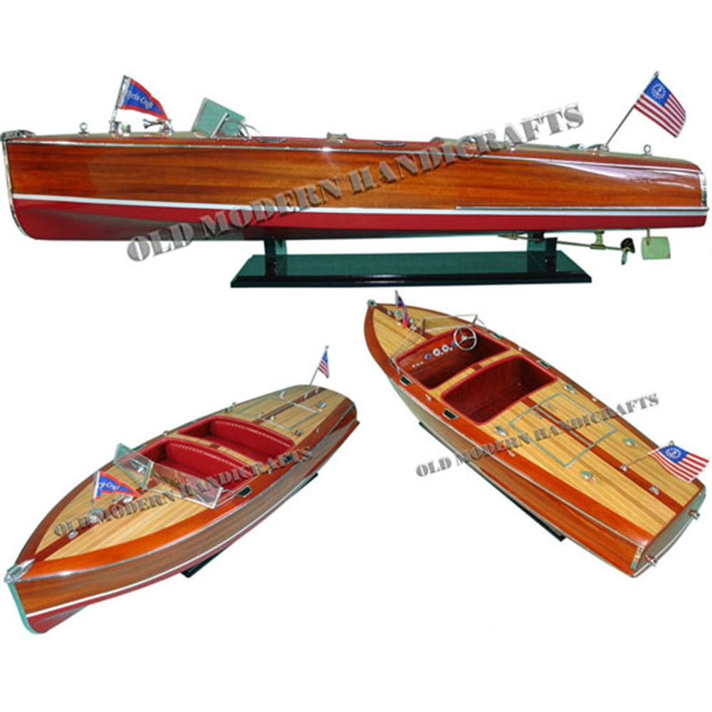 B159 Chris Craft Barrel Back Painted Speedboat Model - Medium