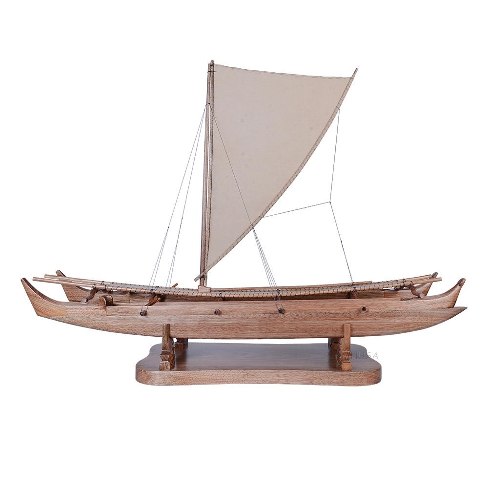 B523 Antique Hawaiian Outrigger Canoe Model, 36 in.