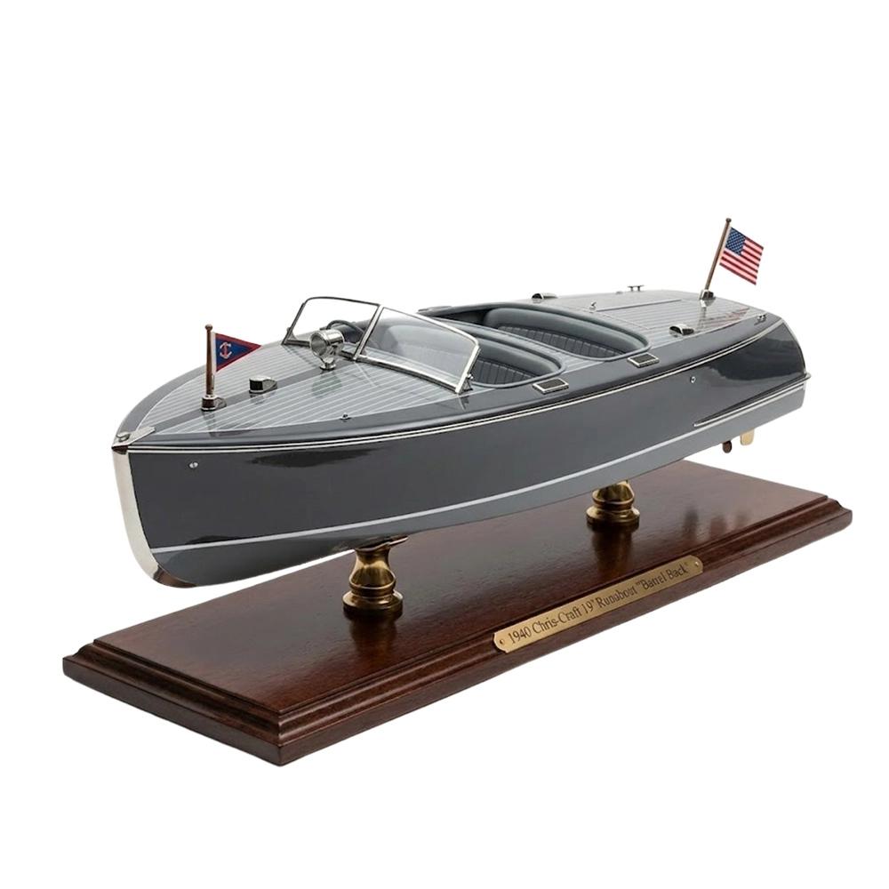 CM615 1940 Chris-Craft 19 Runabout Barrel Back Boat Model, 30 in.