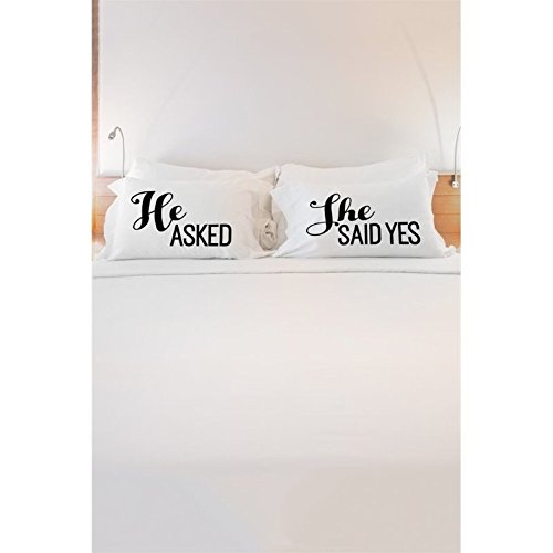 One Bella Casa 74359CSE She Said Yes Black Pillow Case - Black, Set of 2