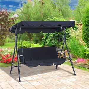 Picture of  CB19805 Outdoor Swing 3 Person with Top Canopy - Black