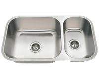 Picture of  CB19932 18 Gauge Kitchen Offset Double Bowl Undermount Stainless Steel Sink