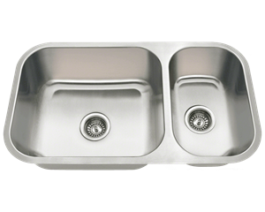 Picture of  CB19934 18 Gauge Kitchen Undermount Stainless Steel Sink Offset Double Bowl