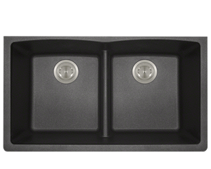 Picture of  CB20275 AstraGranite Kitchen Undermount Sink Double Equal Bowl Low Divide - Black