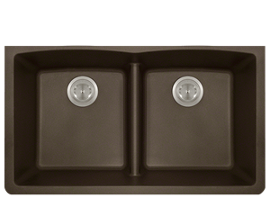Picture of  CB20276 AstraGranite Kitchen Undermount Sink Double Equal Bowl Low Divide - Mocha