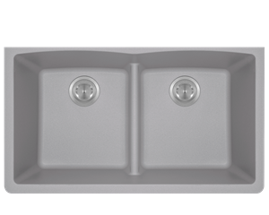 Picture of  CB20277 AstraGranite Kitchen Undermount Sink Double Equal Bowl Low Divide - Silver