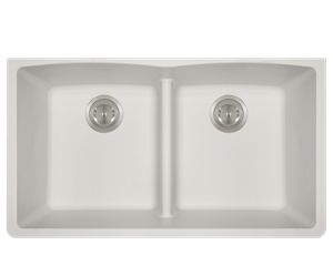 Picture of  CB20279 AstraGranite Kitchen Undermount Sink Double Equal Bowl Low Divide - White