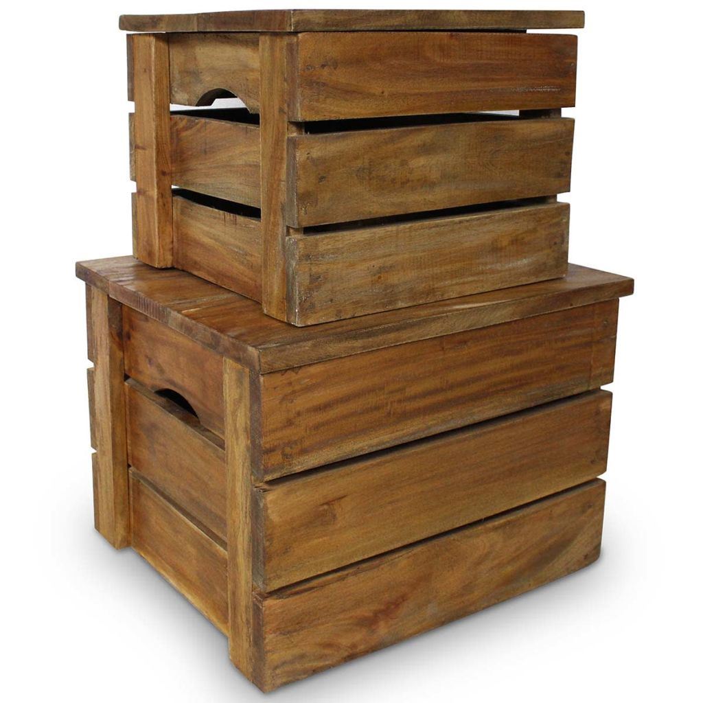 Picture of  CB20419 Storage Crate Set Solid Reclaimed Wood - 2 Piece