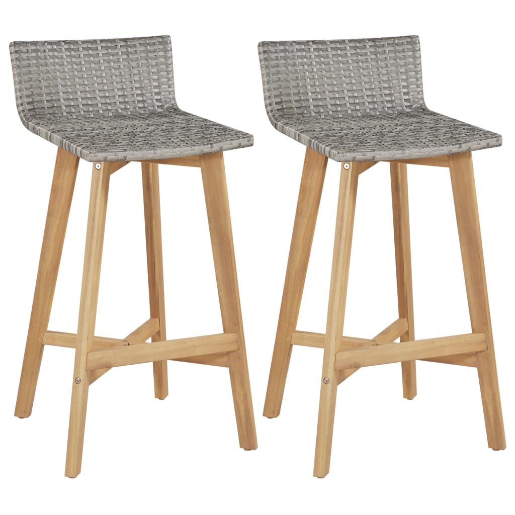 Picture of  CB20544 Poly Rattan Solid Acacia Wood Bar Chairs - 2 Piece