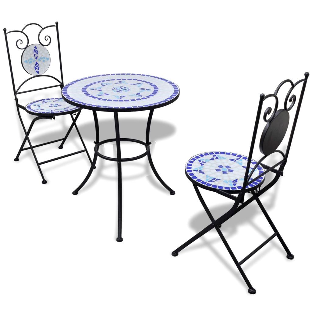 Picture of  CB20675 23 in. Mosaic Outdoor Bistro Table&#44; Blue & White - 2 Chairs