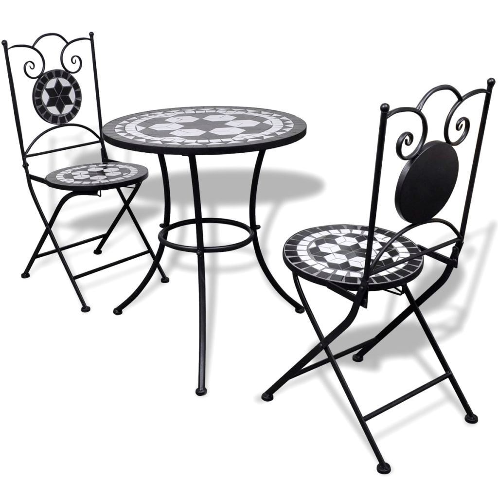 Picture of  CB20676 23 in. Mosaic Outdoor Bistro Table&#44; Black & White - 2 Chairs