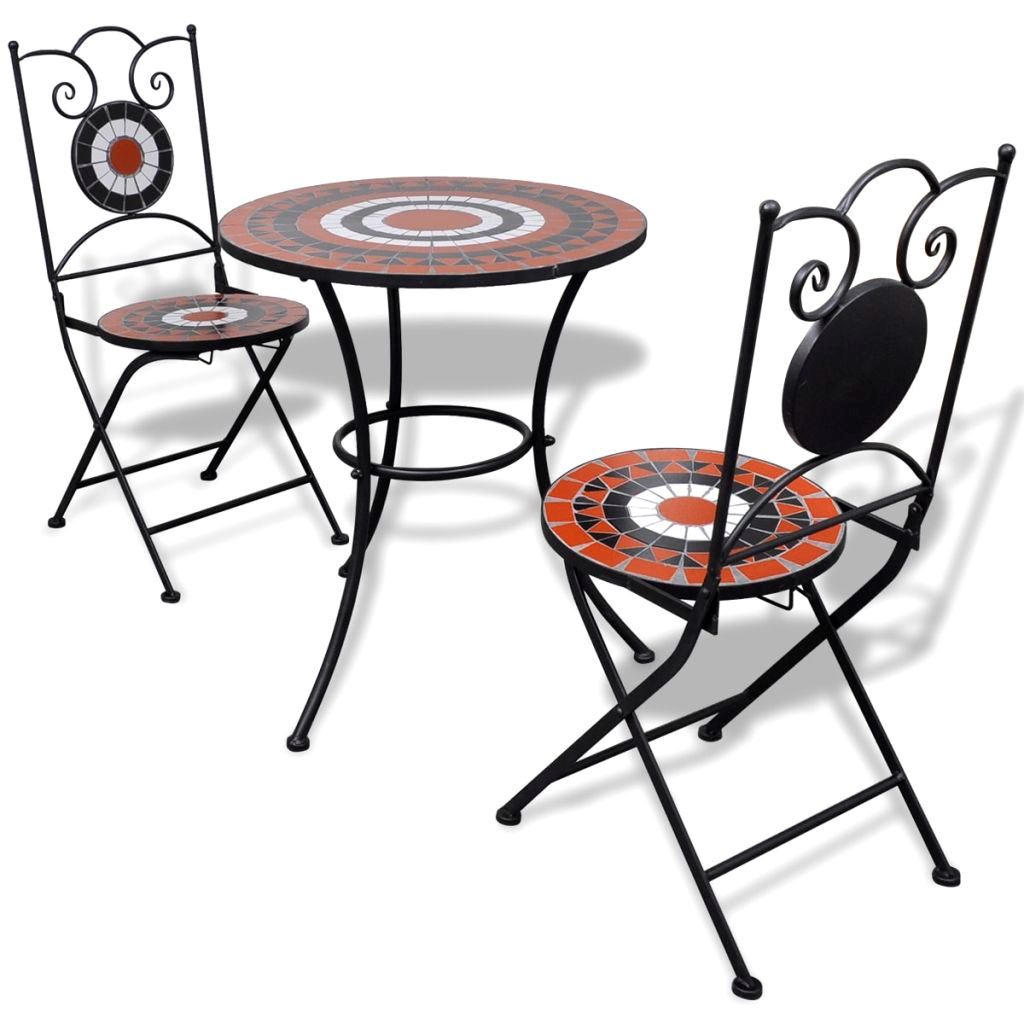 Picture of  CB20677 23 in. Mosaic Outdoor Bistro Table&#44; Terracotta & White - 2 Chairs