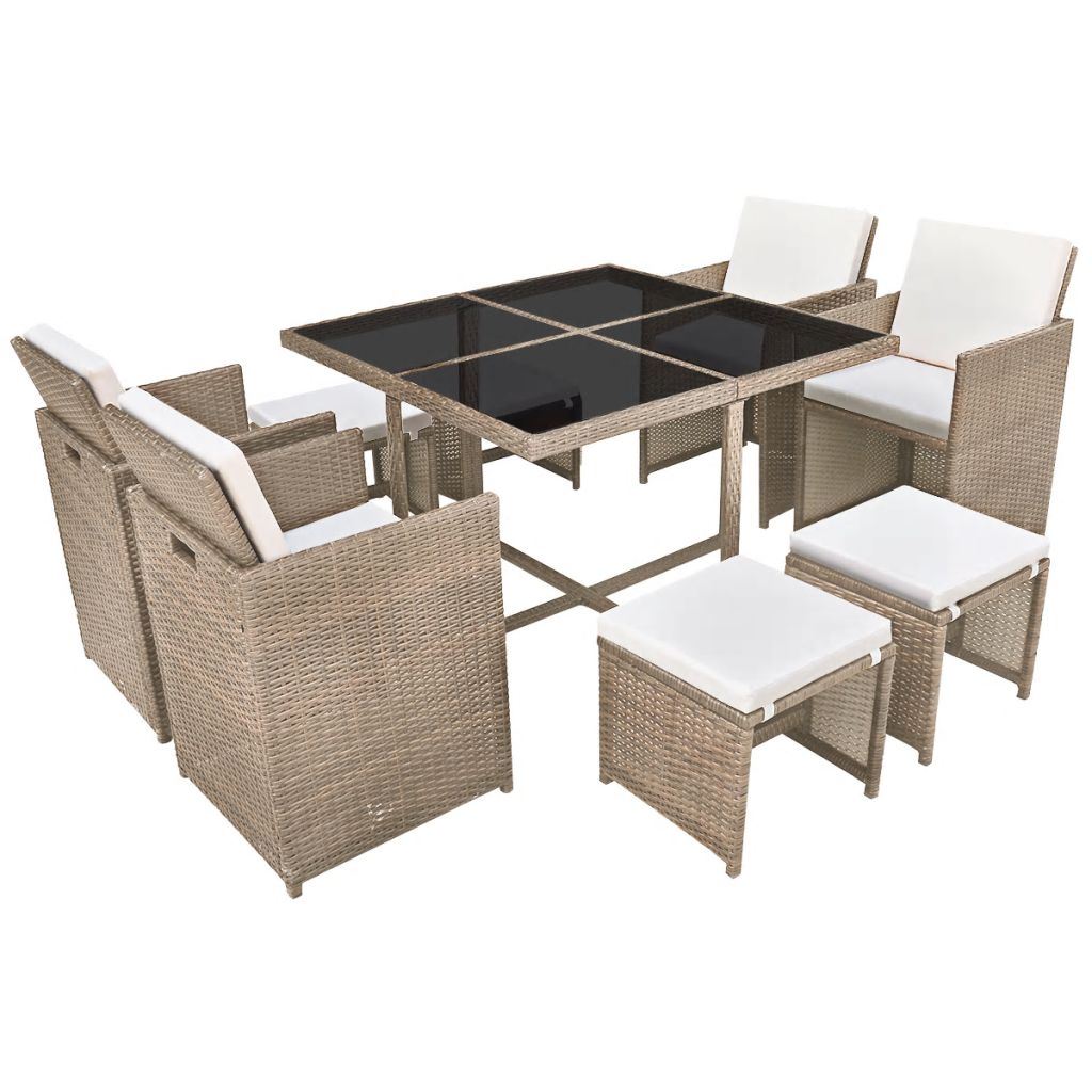 Picture of  CB20702 Poly Rattan Outdoor Dining Set&#44; Gray Beige