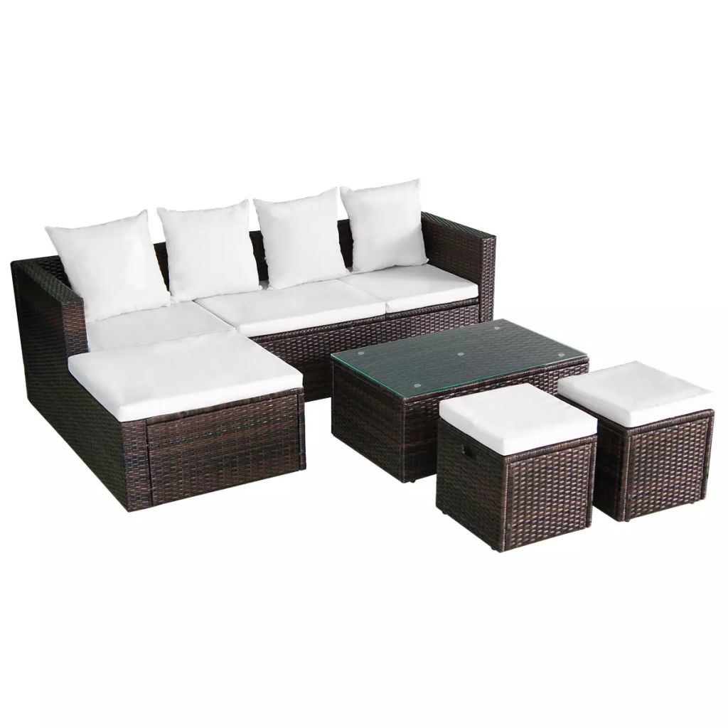 Picture of  CB20713 Poly Rattan Outdoor Garden Lounge Set&#44; Brown