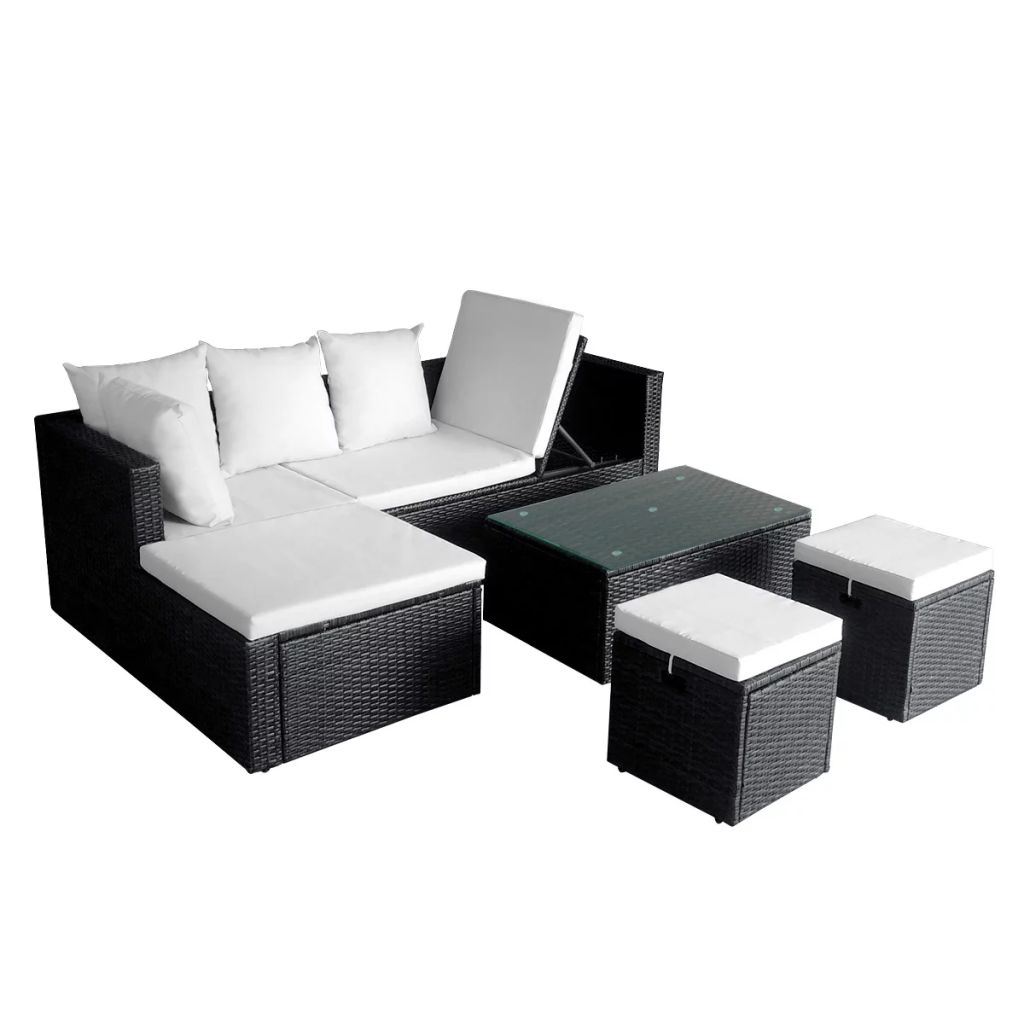Picture of  CB20714 Poly Rattan Outdoor Garden Lounge Set&#44; Black