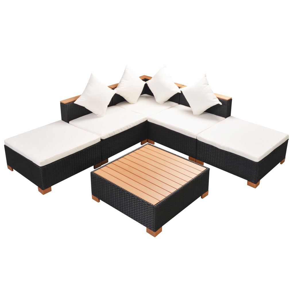 Picture of  CB20739 Poly Rattan WPC Top Outdoor Garden Lounge Set&#44; Black