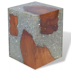Picture of  CB20454 11.8 x 11.8 x 15.7 in. Stool Teak Resin Side Table&#44; Multi Color