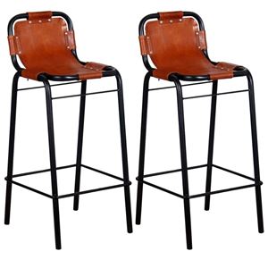 Picture of  CB20583 18.1 x 17.7 x 37 in. Bar Stools Genuine Leather&#44; Brown & Black - 2 Piece