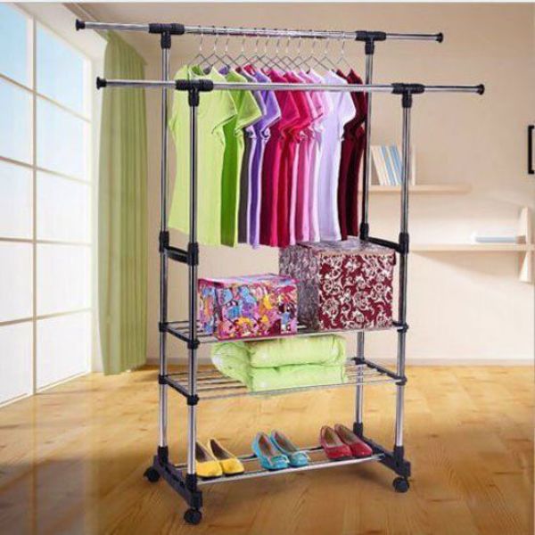 Picture of OnlineGymShop CB19846 3 Tier Portable Rolling Clothes Rack