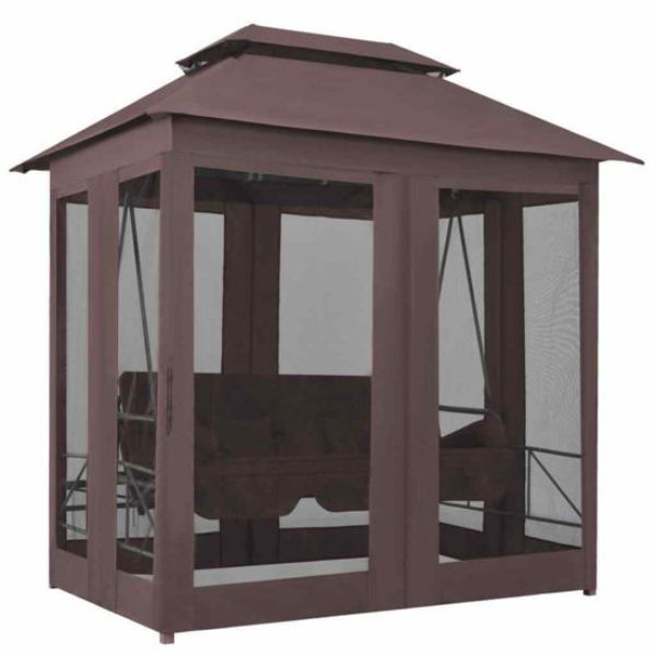 86.6 x 63 x 94.5 in. Outdoor Swing, Coffee