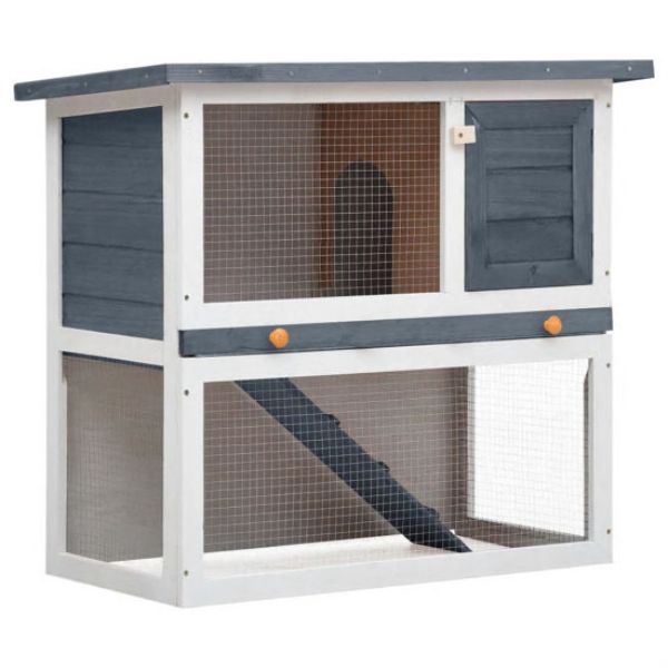 Picture of OnlineGymShop CB22112 15 x 30.3 x 30.5 in. Outdoor Rabbit Hutch&#44; Gray Wood