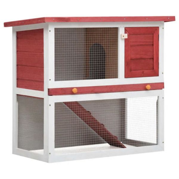 Picture of OnlineGymShop CB22114 15 x 30.3 x 30.5 in. Outdoor Rabbit Hutch&#44; Red Wood