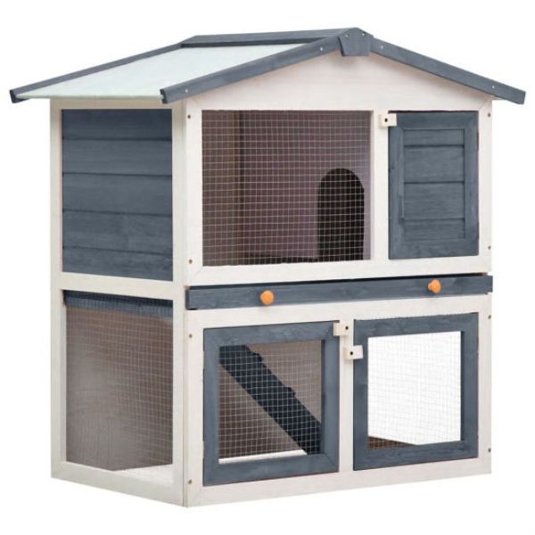Picture of OnlineGymShop CB22117 20 x 30.1 x 37 in. Outdoor Rabbit Hutch&#44; Gray Wood