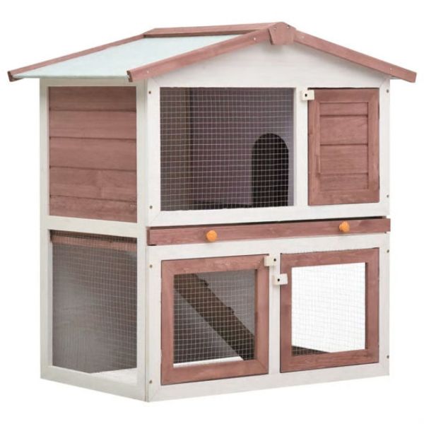 Picture of OnlineGymShop CB22118 20 x 30.1 x 37 in. Outdoor Rabbit Hutch&#44; Brown Wood