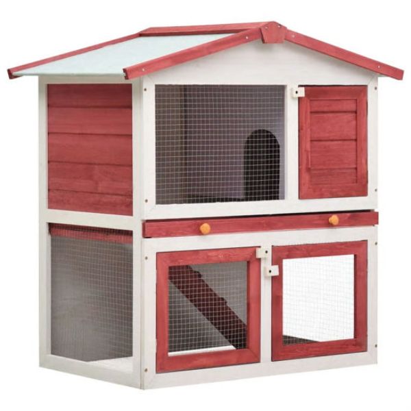 Picture of OnlineGymShop CB22119 20 x 30.1 x 37 in. Outdoor Rabbit Hutch&#44; Red Wood