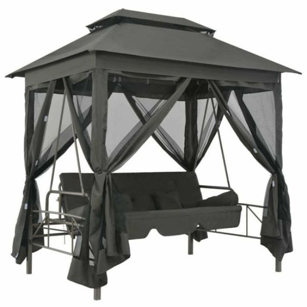 Picture of OnlineGymShop CB22168 866 x 63 x 945 in. Outdoor Convertible Swing Bench&#44; Anthracite